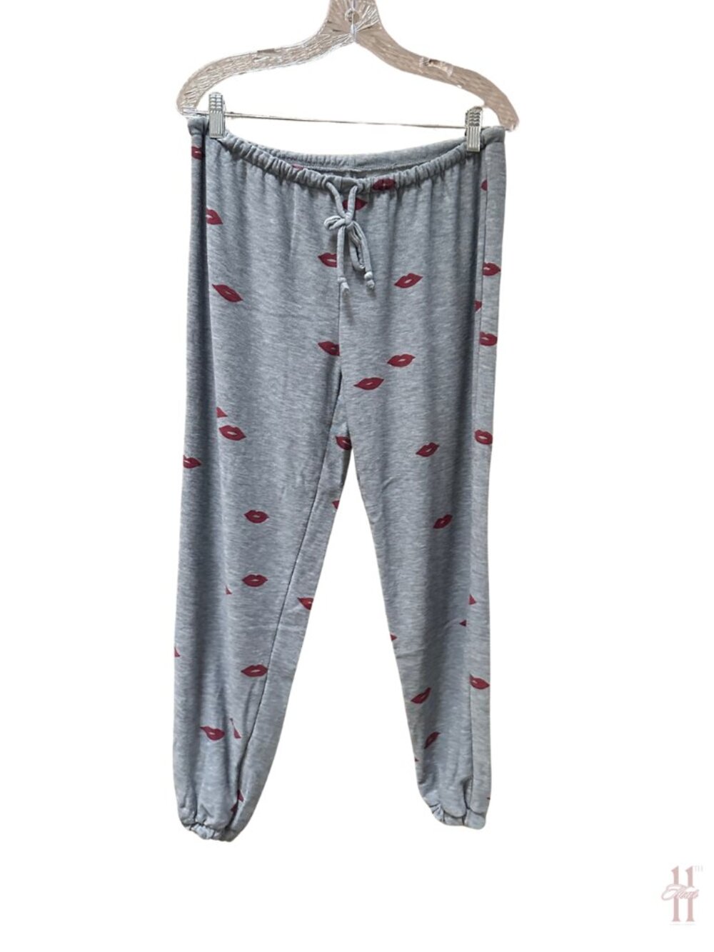 Chaser Red Lip Print Gray Sweatpants - Women's Large